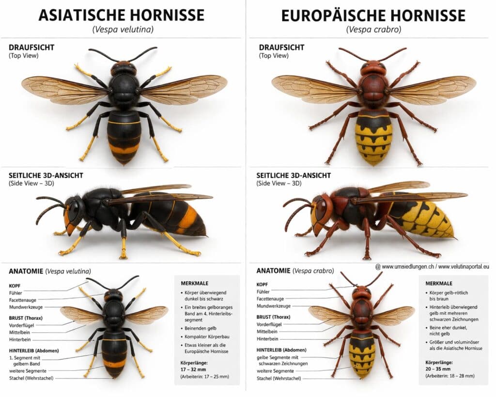 asiatische Hornissen Vergleich